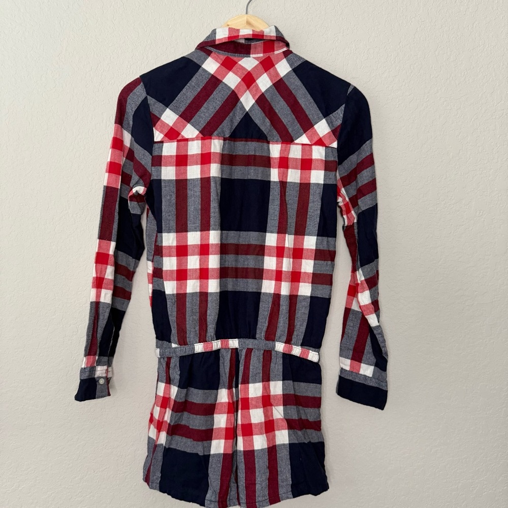 Aerie Red and Blue Plaid‎ Button-Up Romper - Picture 2 of 4